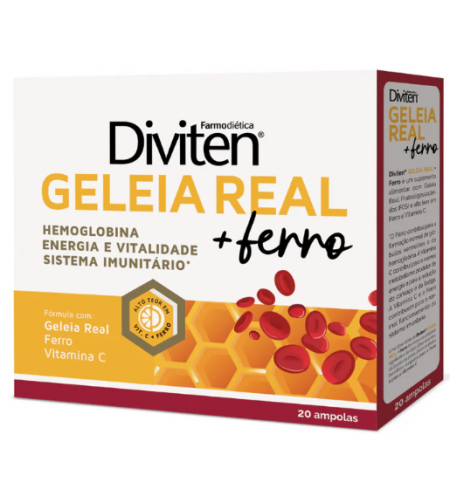 Diviten Geleia Real + Ferro - 20 Ampolas - Farmodietica